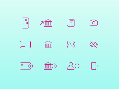 Onvoy icons activity app design app icons bank bank transfer exit icon icon design icon pack icon set iconography icons mobile app reports send money top up ux ui withdraw money