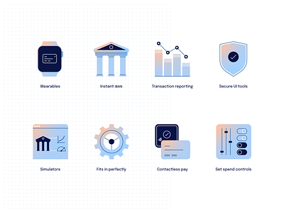 Weavr icons bank icon banking contactless embedded banking financial technology fintech iban icon icon design iconography icons iconset report secure settings simulator spend control ui design ux design wearables
