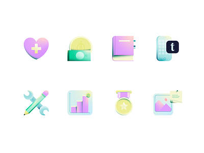 Tendable icons awards benefits book branding colours custom evidence gradients health icons illustration insurance product product design startup tech