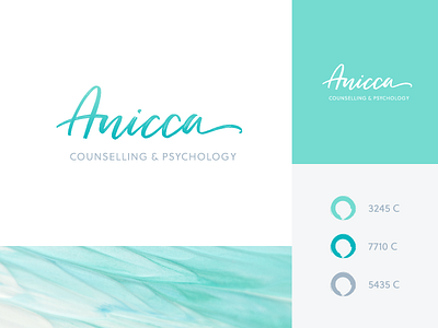 Anicca logo blue brush lettering calming colours counselling counsellor lettering logo paint psychologist psychology turquoise