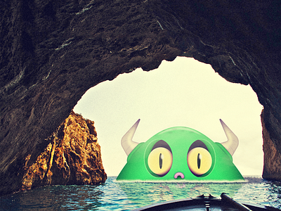 Cave Monster boat cave green horns malta monster sea