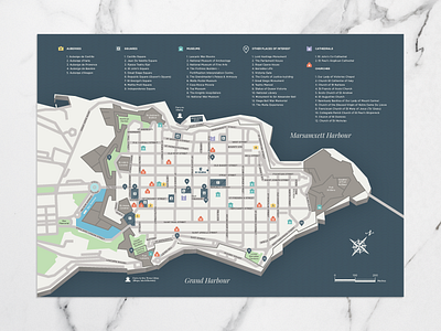 Valletta map boutique hotel illustration malta map maps print tourist tourist map valletta