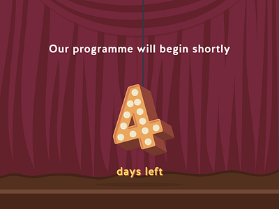 Programme will begin shortly ⏳ 4 countdown event events fun illustration palk platform platforms stage theater ticket ticketing tickets