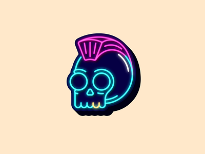 💀 colours gold tooth icon mohawk mohawk skull neon neon mohawk neon skull retro skull sticker vibrant