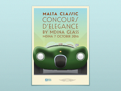 Malta Classic Concours d'Elegance 2016 c type car poster car show classic classic car classic cars classics concours delegance illustration jaguar jaguar c type malta mdina poster race car retro retro poster vintage vintage poster