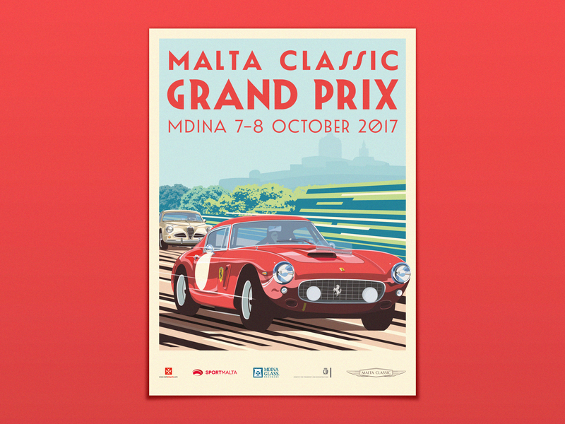 Malta Classic Grand Prix 2017 alfa romeo car poster classic classic car classic cars classics ferrari grand prix illustration malta mdina poster race race cars racecar racing retro retro poster vintage vintage poster