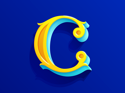 Letter C c colors colours custom type drop cap drop caps dropcap dropcaps hand lettering letter letter design lettering retro retro type type typography vibrant vintage vintage type