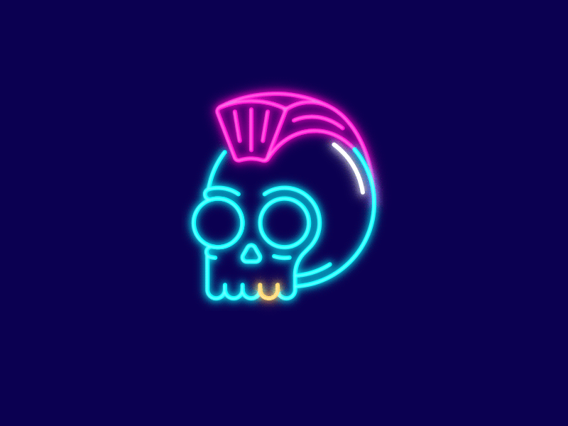 💀V2.0 colors colours gold tooth icon mohawk mohawk skull neon neon mohawk neon skull skull vibrant