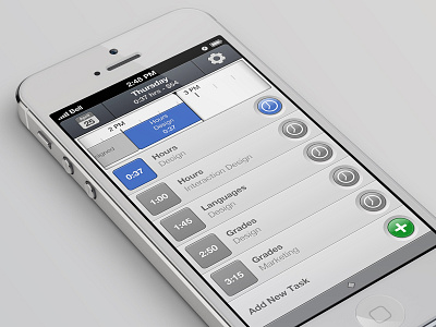 Hours App app billable hours button hours inset ios iphone iphone 5 task time tracking timer