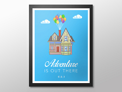 UP Poster adventure balloons disney ellie frame house illustration pixar poster up vector