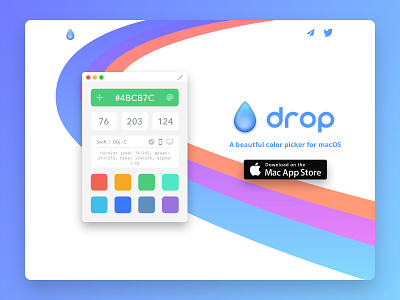 Drop Website app colors hex mac palette picker rgb swatches touch bar
