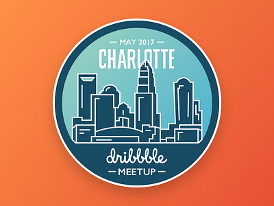 Charlotte Dribbble Meetup badge charlotte city clt connect design dribbble levvel meetup skyline