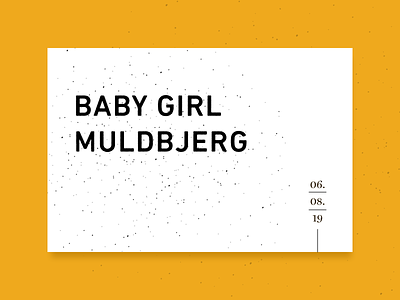 Babygirl Muldbjerg baby design identity invitation print yellow