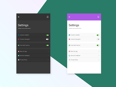 DailyUI Challenge #007 - Settings 007 dailyui settingsui