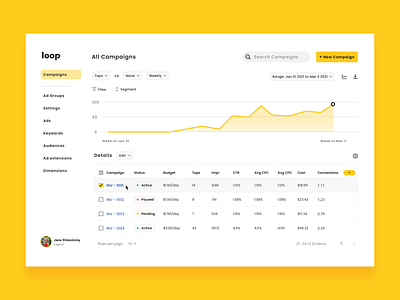 Dashboard for Ad Campaigns