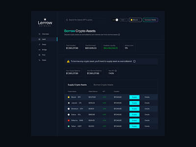 Lend Assets dApp blockchain defi design figma product ui