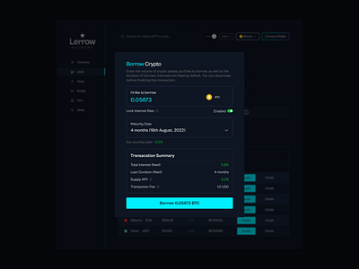 Borrow Assets Modal (After Supplying Overcollateral) blockchain crypto defi design figma product ui