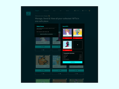 Send NFTs (Modals) via Aggregator blockchain crypto defi design figma nft product ui