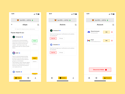 dApp for Opt-In Notifications blockchain crypto dao dapp defi design figma product ui