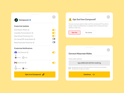 Customize Updates/Features for Opt-In dApp Notification (Modals) blockchain crypto defi design figma product ui