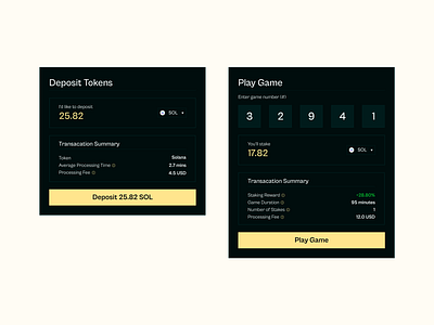 Deposit Tokens & Play (Modals) Game blockchain crypto defi design figma product ui