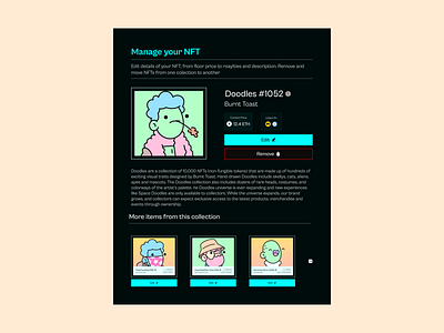 Manage NFT Mint blockchain crypto defi design figma product ui