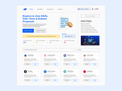 Explore & Join DAOs blockchain crypto defi design figma product ui