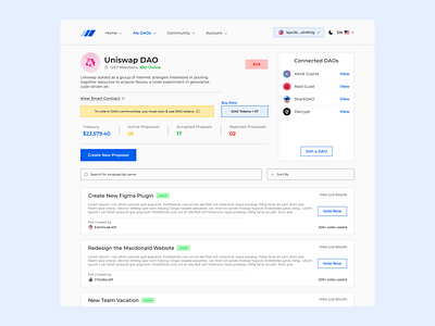 View Joined DAOs blockchain crypto defi design figma product ui