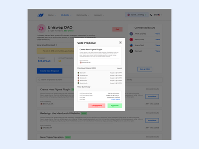 Vote Proposal for a DAO (Modal) blockchain crypto defi design figma product ui