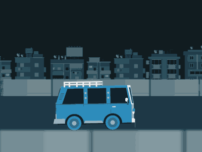 Minibus animation illustration motion graphics