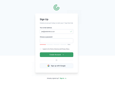 Sign Up Page Concept dailyui dailyuichallenge desktop form green password pattern sign up sign up form tailwindcss ui ux