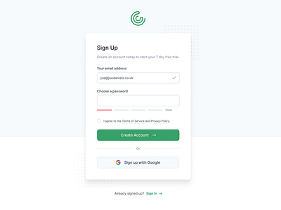 Sign Up Page Concept