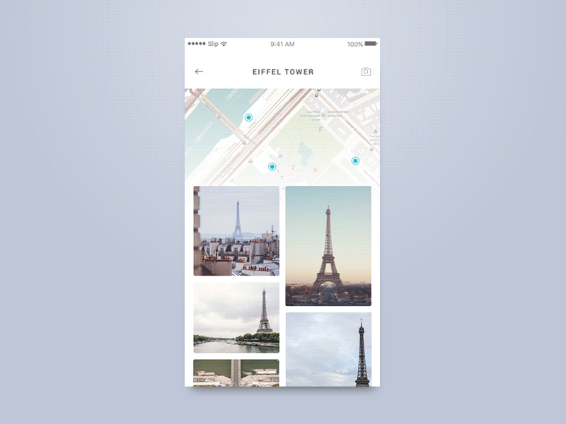 Photo-sharing App app dailyui flat ios location minimal photo ui