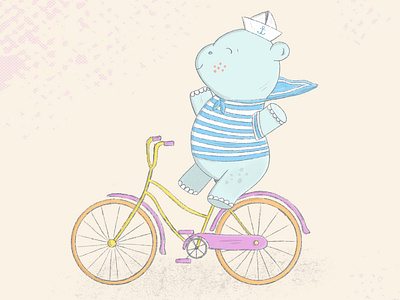 Happy hippo is going on vacation illustration