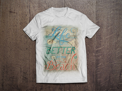 T Shirt Mockup 'Life is better at the beach'