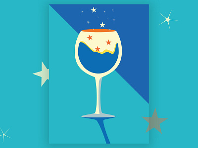 Wine Glass simplified illustration art celebration dribbble glass illustration illustrator simple simplified simplify sparkles stars vector wine