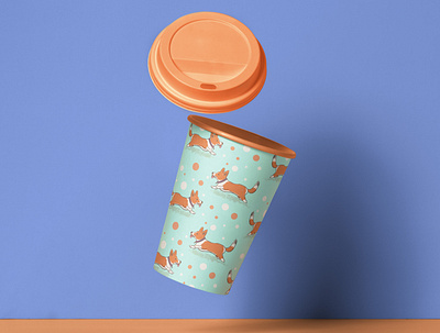 Corgi dog pattern on a coffee cup art artwork coffee cup corgi design dog illustration illustrator pattern vector