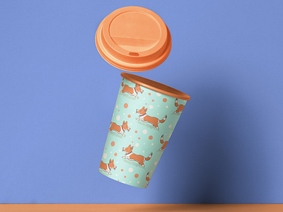 Corgi dog pattern on a coffee cup