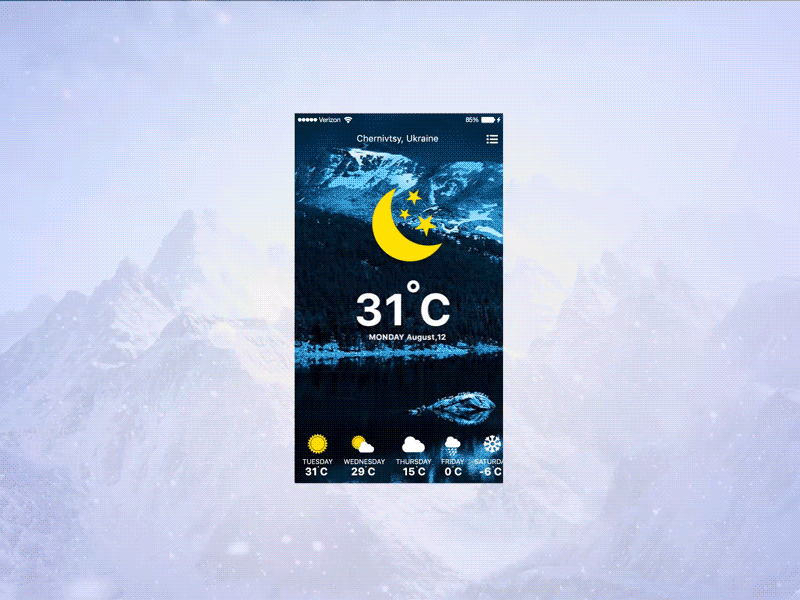 Weather UI branding brandintype design graphicdesign logos logotype resraunts sushi ui webdesign