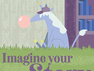 Imagine your story-Unicorn design flat illustration library typography unicorn unicorns vector web