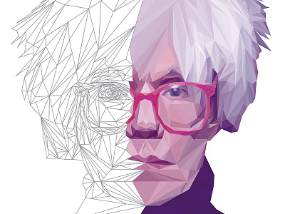 Andy Warhol LowPoly Portrait Process andywarhol artist digitalart illustration lowpoly popart portrait vector