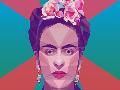 Frida Kahlo LowPoly Portrait Process digitalart fridakahlo illustration lowpoly portrait vector