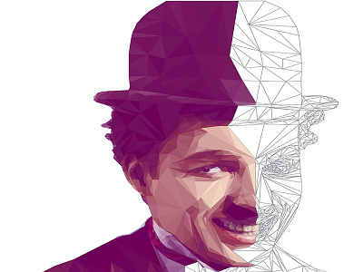 Charlie Chaplin LowPoly Portrait Process charliechaplin digitalart illustration lowpoly portrait vector