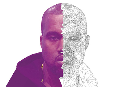 Kanye West HighPoly Portrait Process digitalart eavesdropper illustration kanyewest lowpoly mtv portrait vector vmas