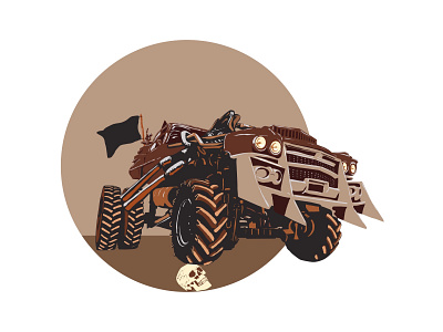 Mad Max Fury Road's Car desert dry illustration mad max movies post apocalypse post apocalyptic science fiction skull thriller vector vector illustration