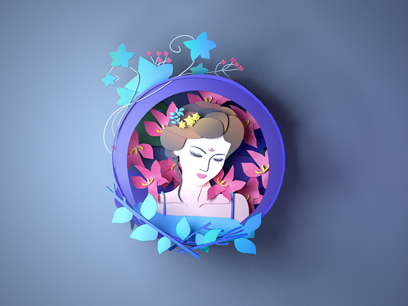 Paper-cuts botany beauty paper-cut 美人 古典 剪纸风