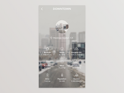 City App - Location Details app city downtown gui ios iphone mobile montreal quebec ui