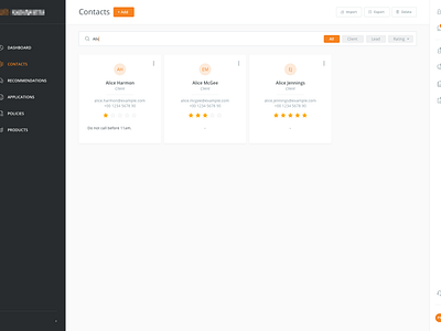 Web Dashboard - Contacts by Maciej Jasiński on Dribbble