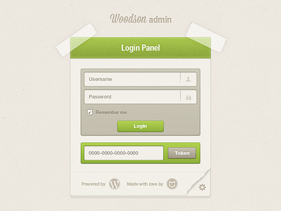 Woodson admin admin login panel password settings token ui username