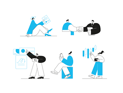 Illustrations for Brokers branding character design flat illustration ui vector